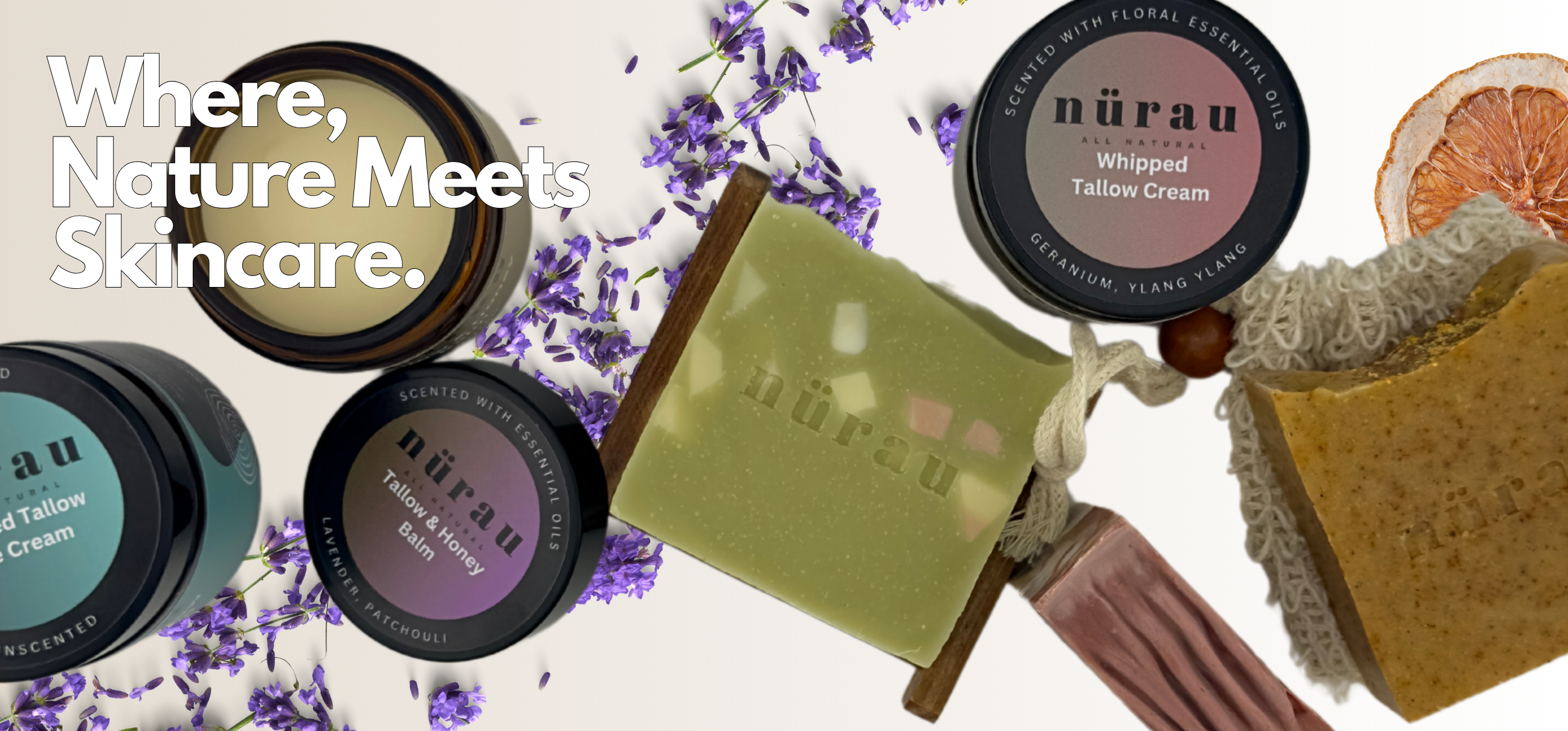 Where nature meets skincare | Banner of our products | Nurau