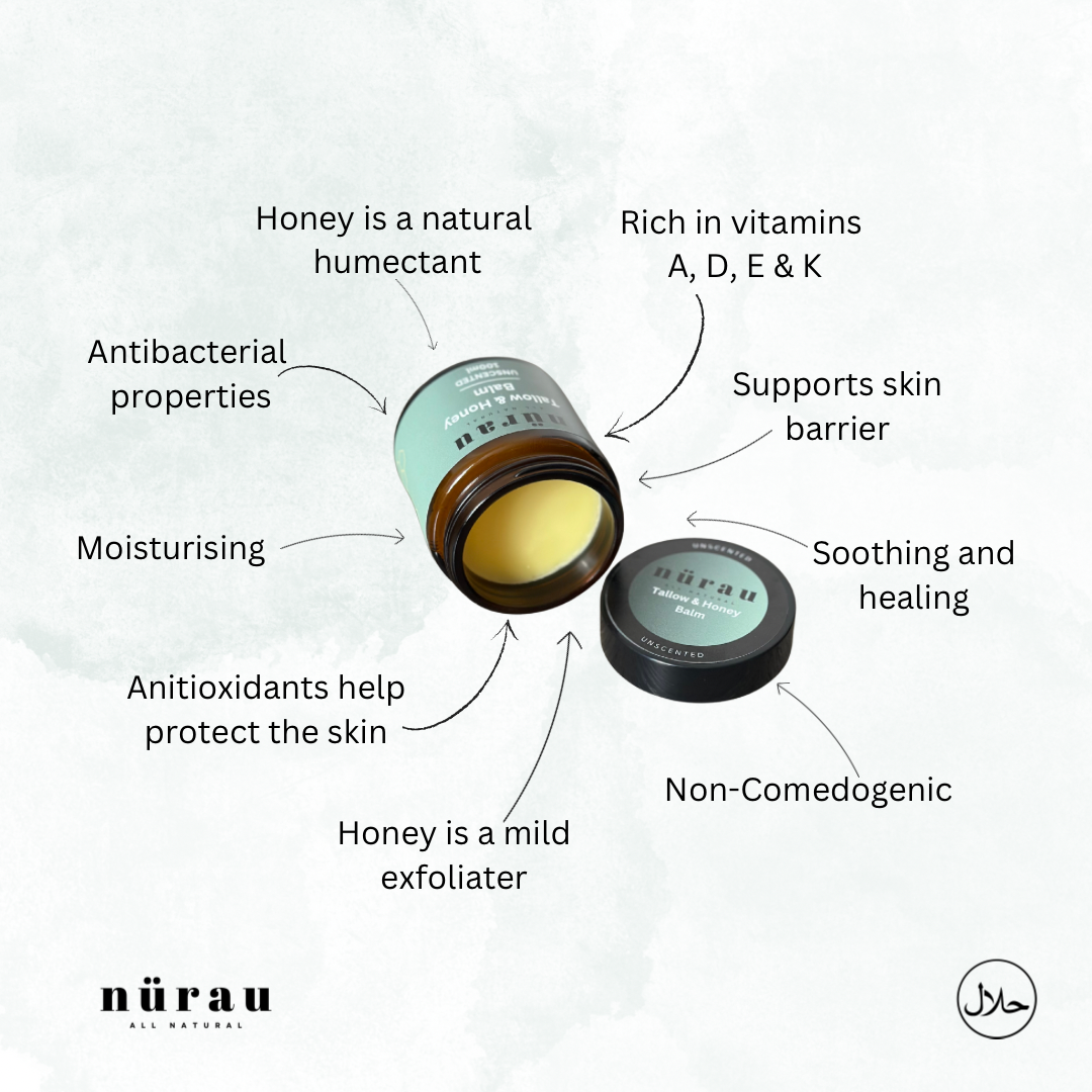 100ml Tallow and Honey Balm | Halal Tallow Balm | Nurau
