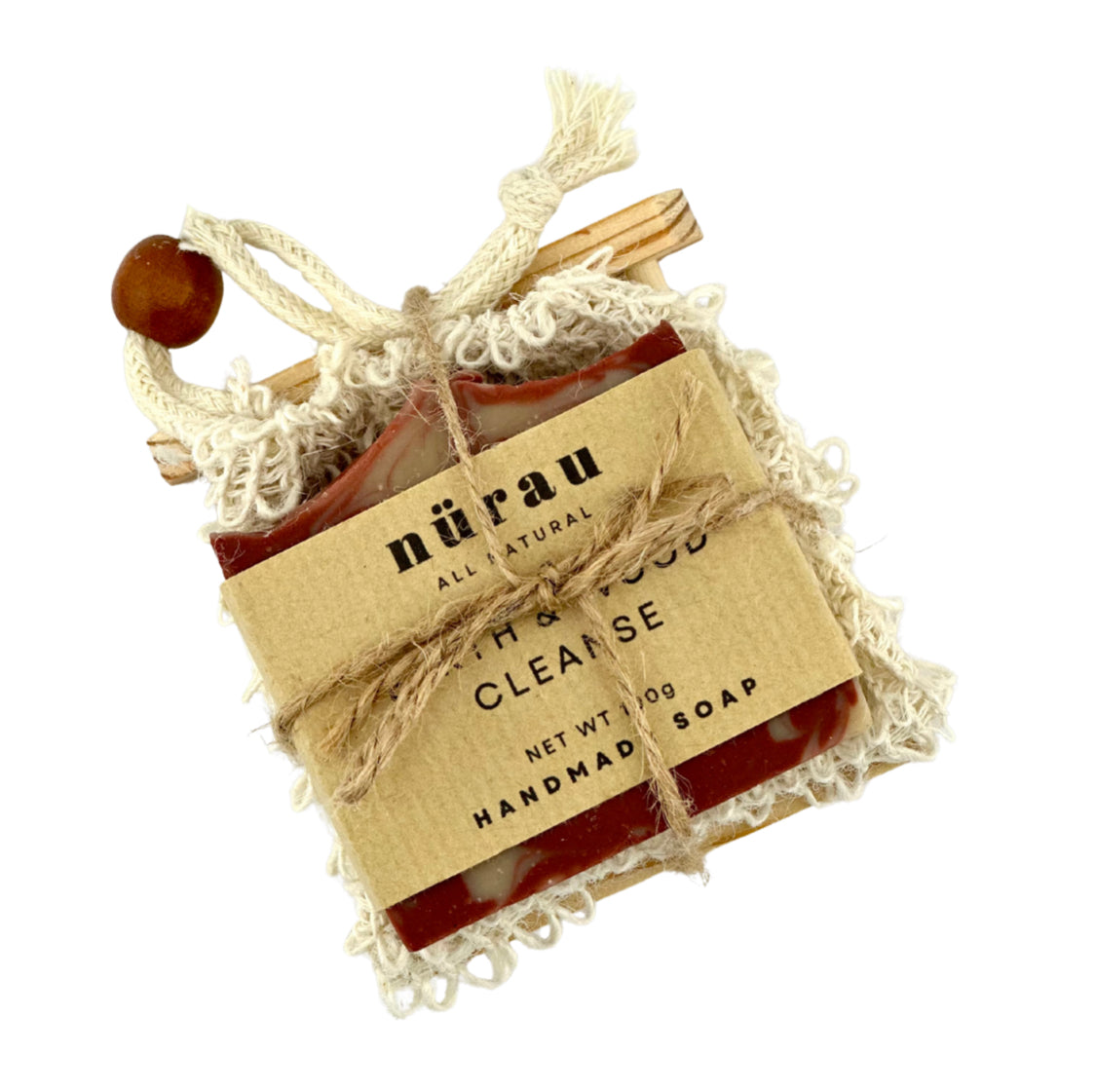 Handmade Soap Gift Set: Natural Cold Process Soap, Saver Bag & Bamboo Dish