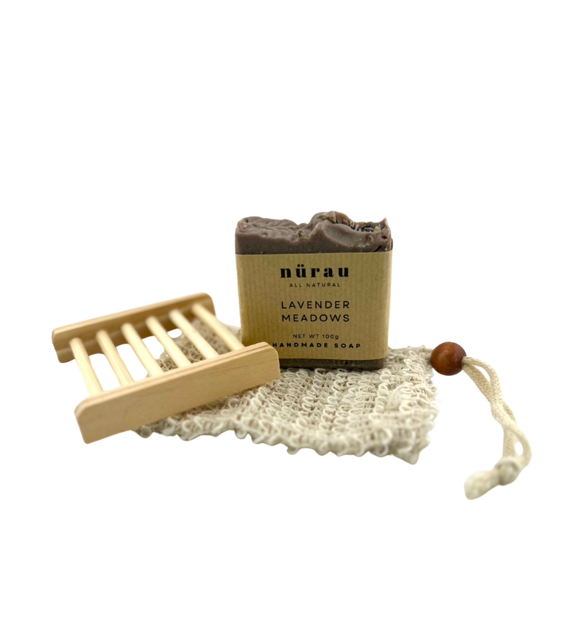 Handmade Soap Gift Set: Natural Cold Process Soap, Saver Bag & Bamboo Dish