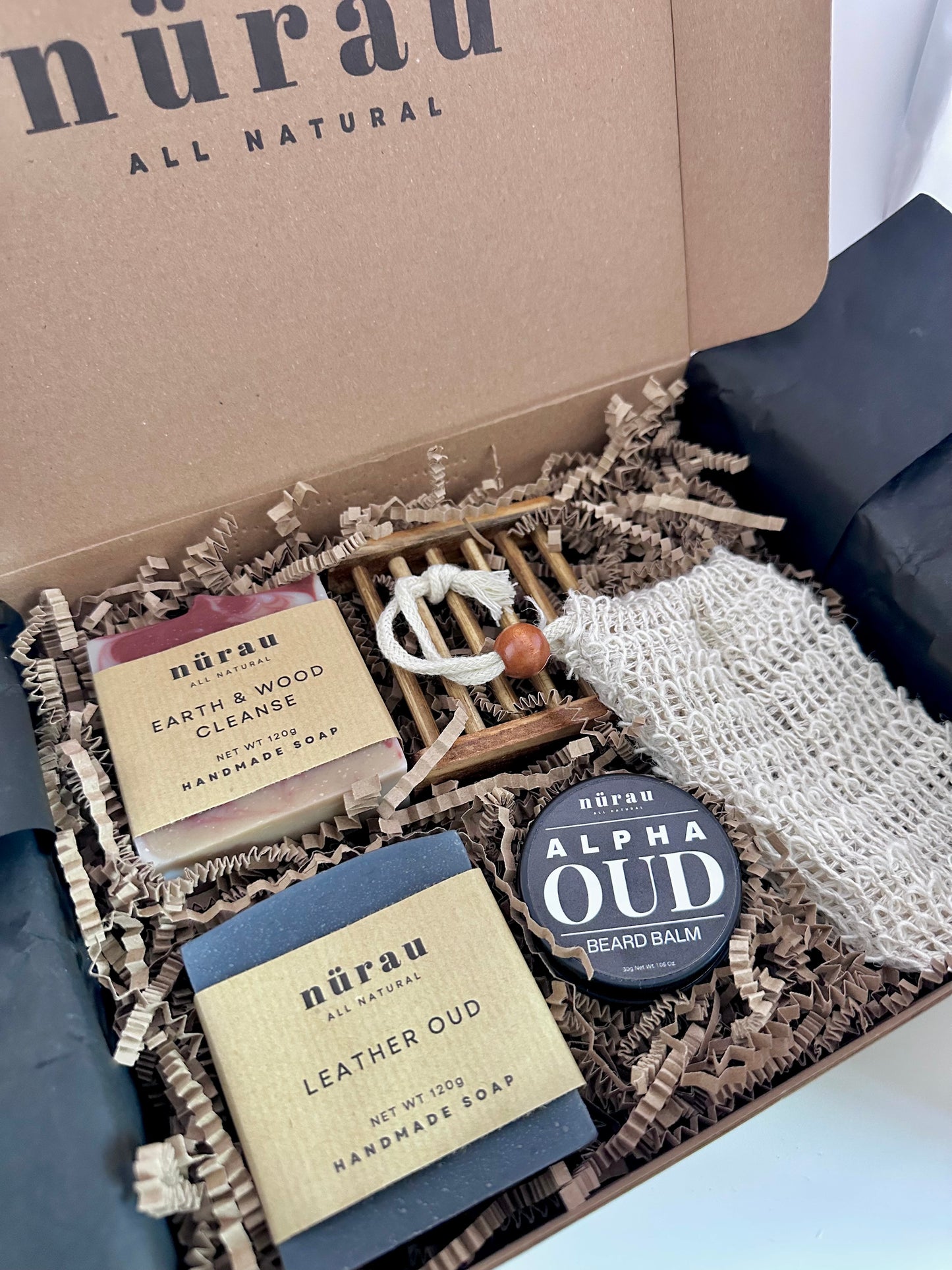 Handmade Luxury Soap Gift Set for Him: Woodsy Scent, Beard Balm