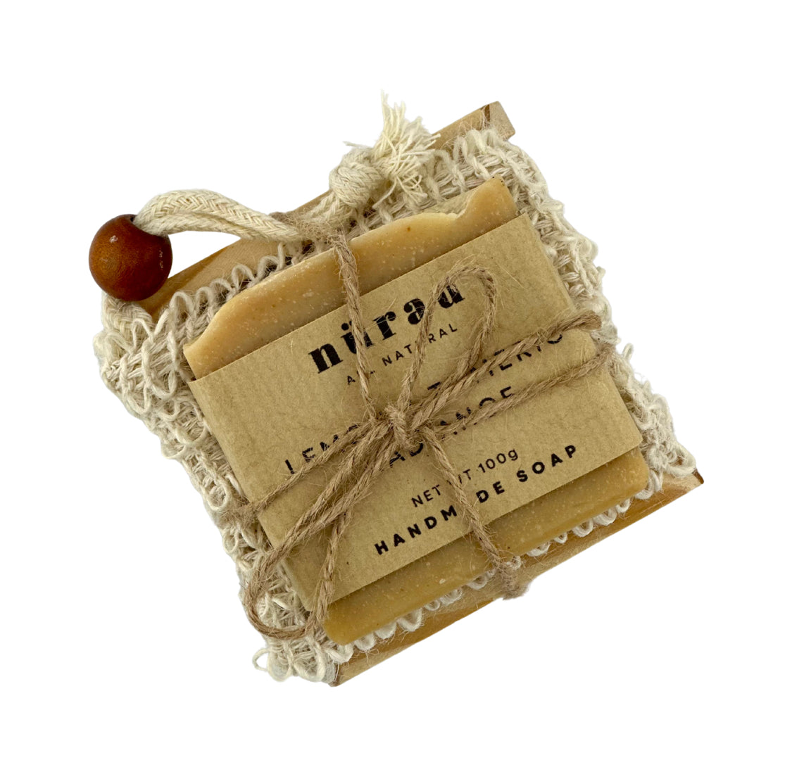 Handmade Soap Gift Set: Natural Cold Process Soap, Saver Bag & Bamboo Dish