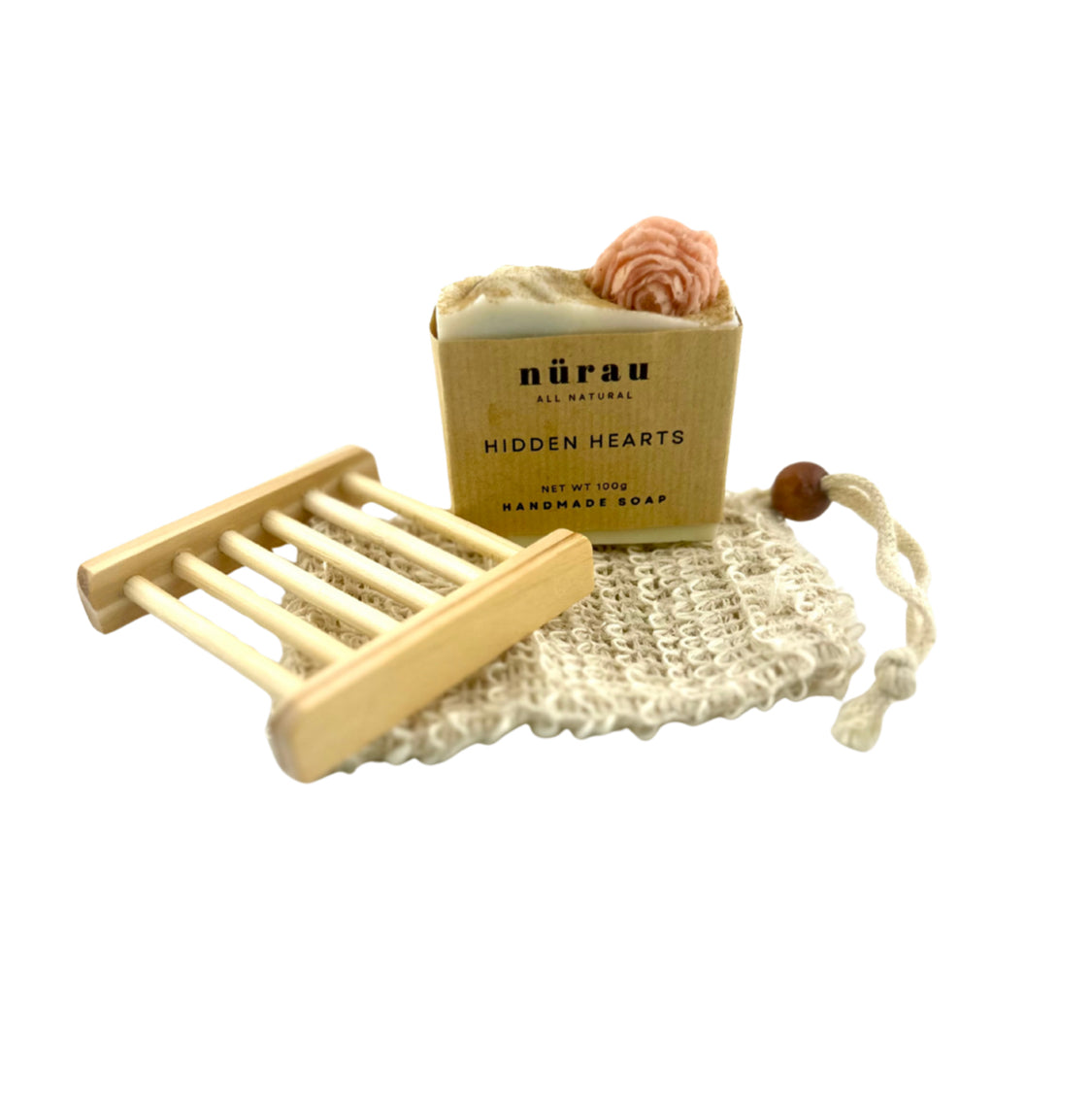 Handmade Soap Gift Set: Natural Cold Process Soap, Saver Bag & Bamboo Dish